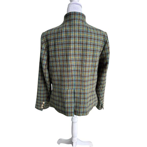 Talbots Shetland Officer Jacket Blazer Women’s 16 Petite Apple Plaid Wool Blend - Picture 2 of 11